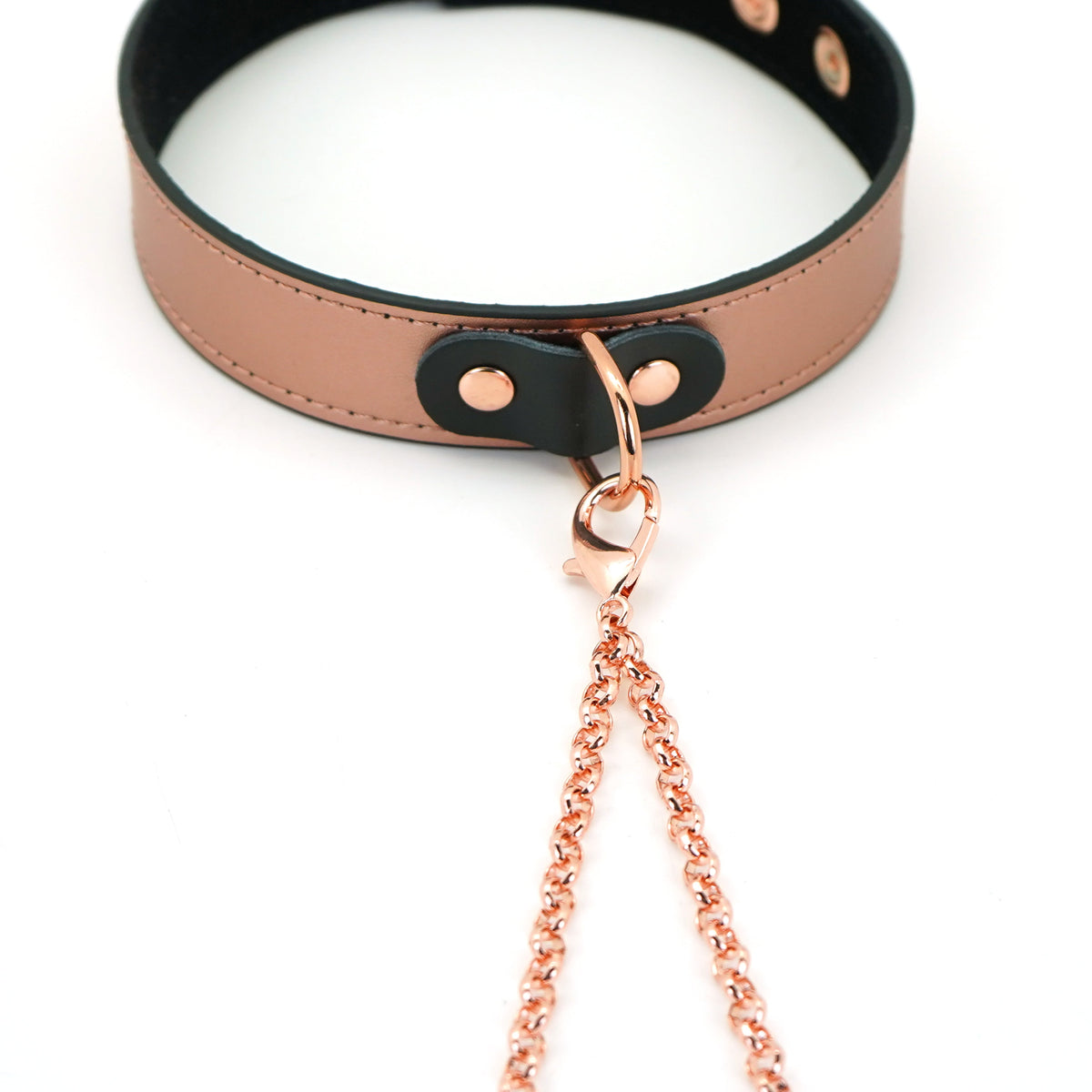 GOLDROSE LEATHER COLLAR WITH NIPPLE CLAMPS