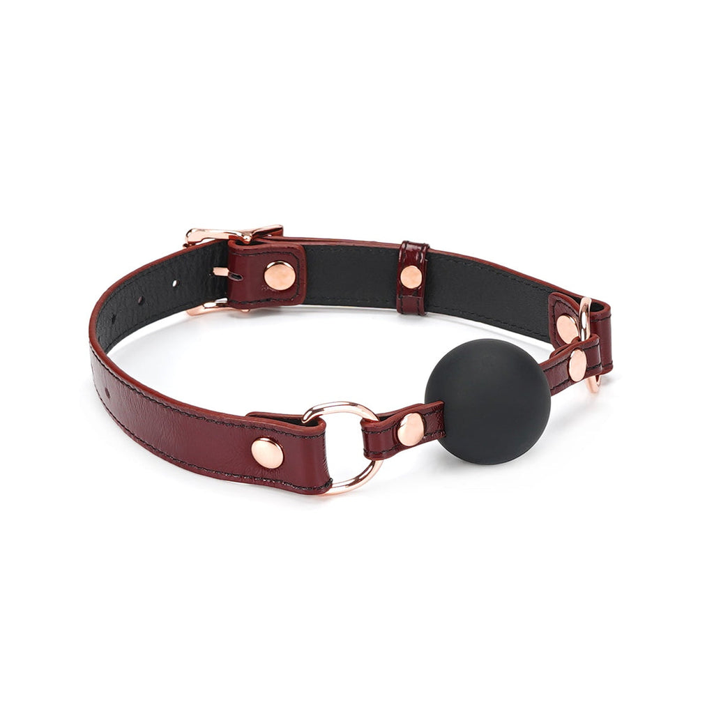 WINE BALL GAG WITH LEATHER STRAPS
