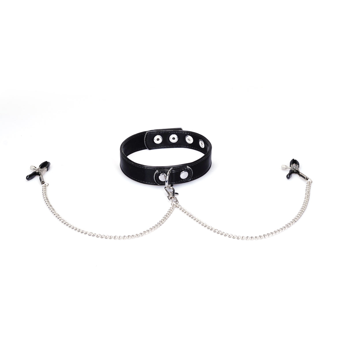 NOIR LEATHER COLLAR WITH NIPPLE CLAMPS