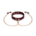 WINE LEATHER COLLAR WITH NIPPLE CLAMPS