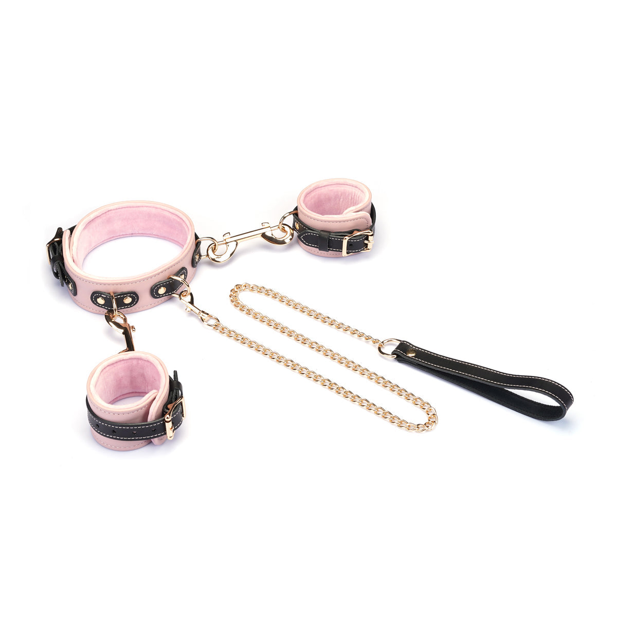 CANDY LEATHER COLLAR TO WRIST CUFFS