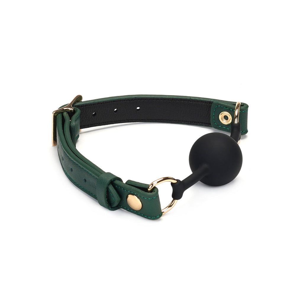 MOSSY BALL GAG WITH LEATHER STRAPS
